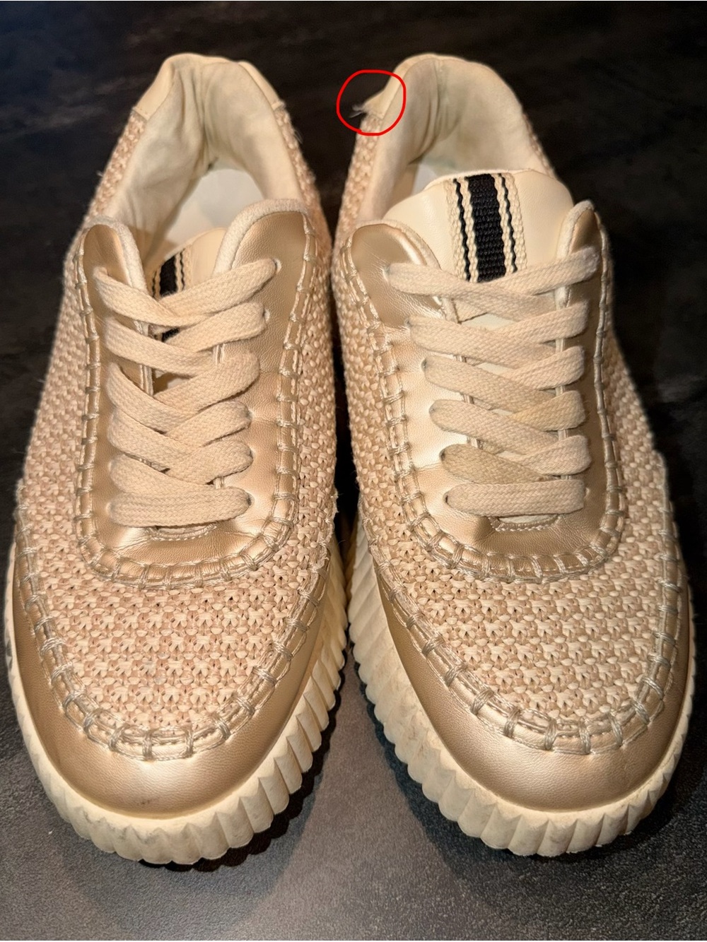 ShuShop Cream Woven-Textured Platform Sneakers